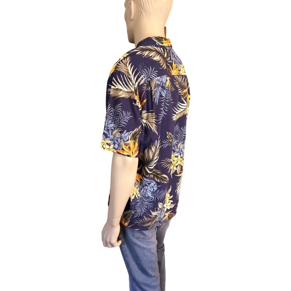 Sandwich Isle Hawaiian Shirt Tiki Button Front 100% Rayon Floral Foliage NWOT - Picture 7 of 11